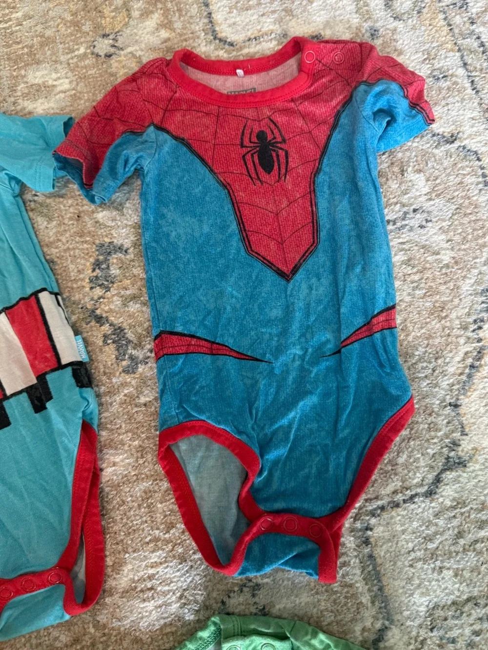 3 Posh peanut Marvel Superhero Bodysuits- Spider-Man, hulk, captain America 12mo